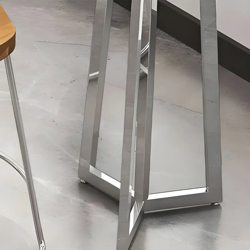 Stylish Sliver Base Wooden Bar Height Table for Pub