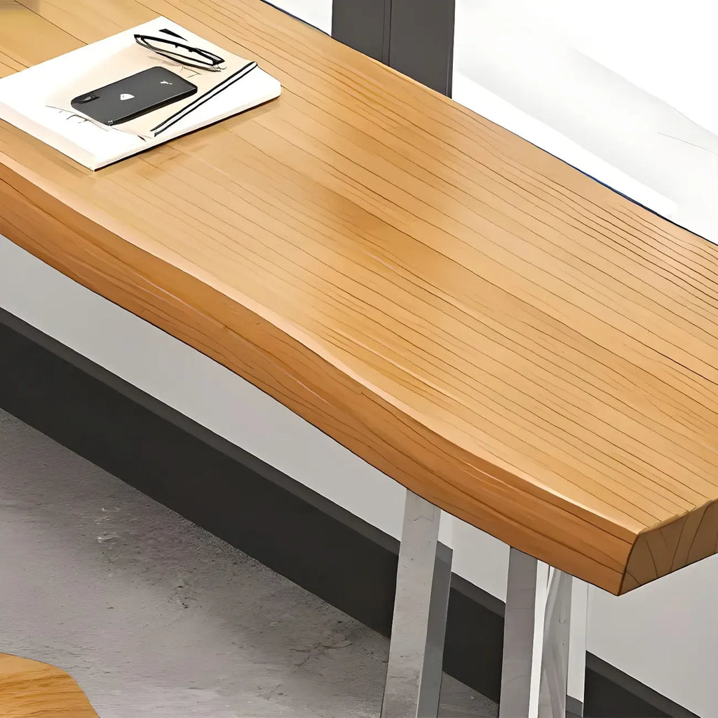 Stylish Sliver Base Wooden Bar Height Table for Pub