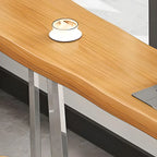 Stylish Sliver Base Wooden Bar Height Table for Pub