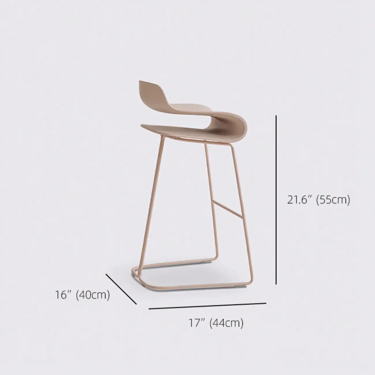 Industrial Plastic Steel Frame Low Back Armless Bar Stool