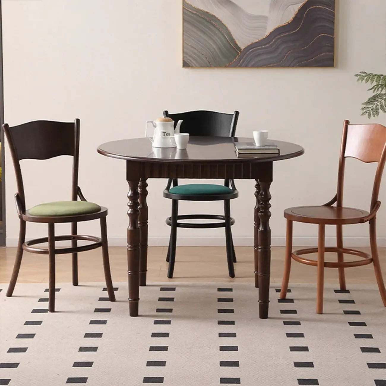 Mid-Century Modern Round Wood Dining Chair