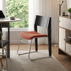 Modern Wood Velvet Open Back Armless Dining Chair Set of 2