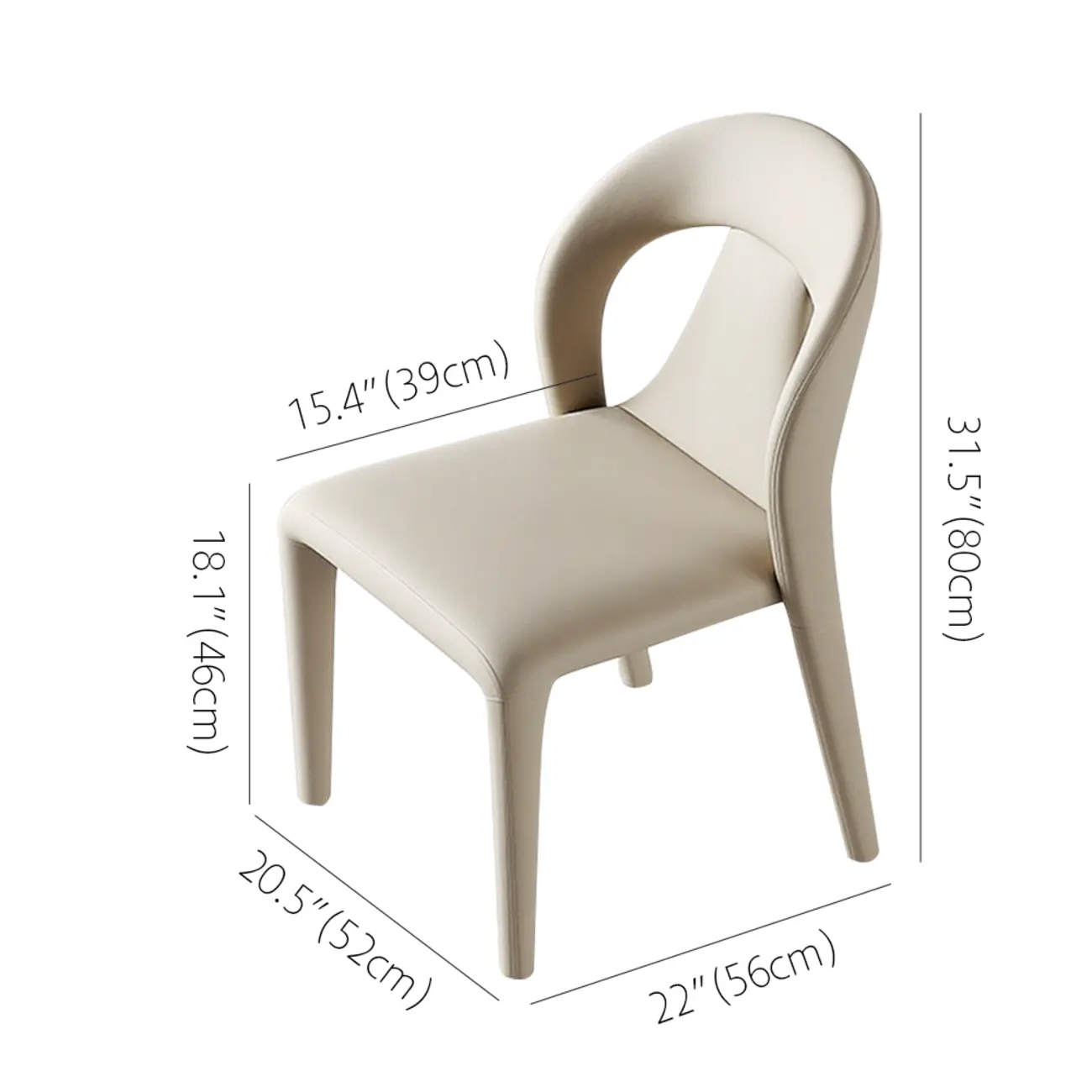 Modern Faux Leather Curved Back Armless Dining Chair Set of 2