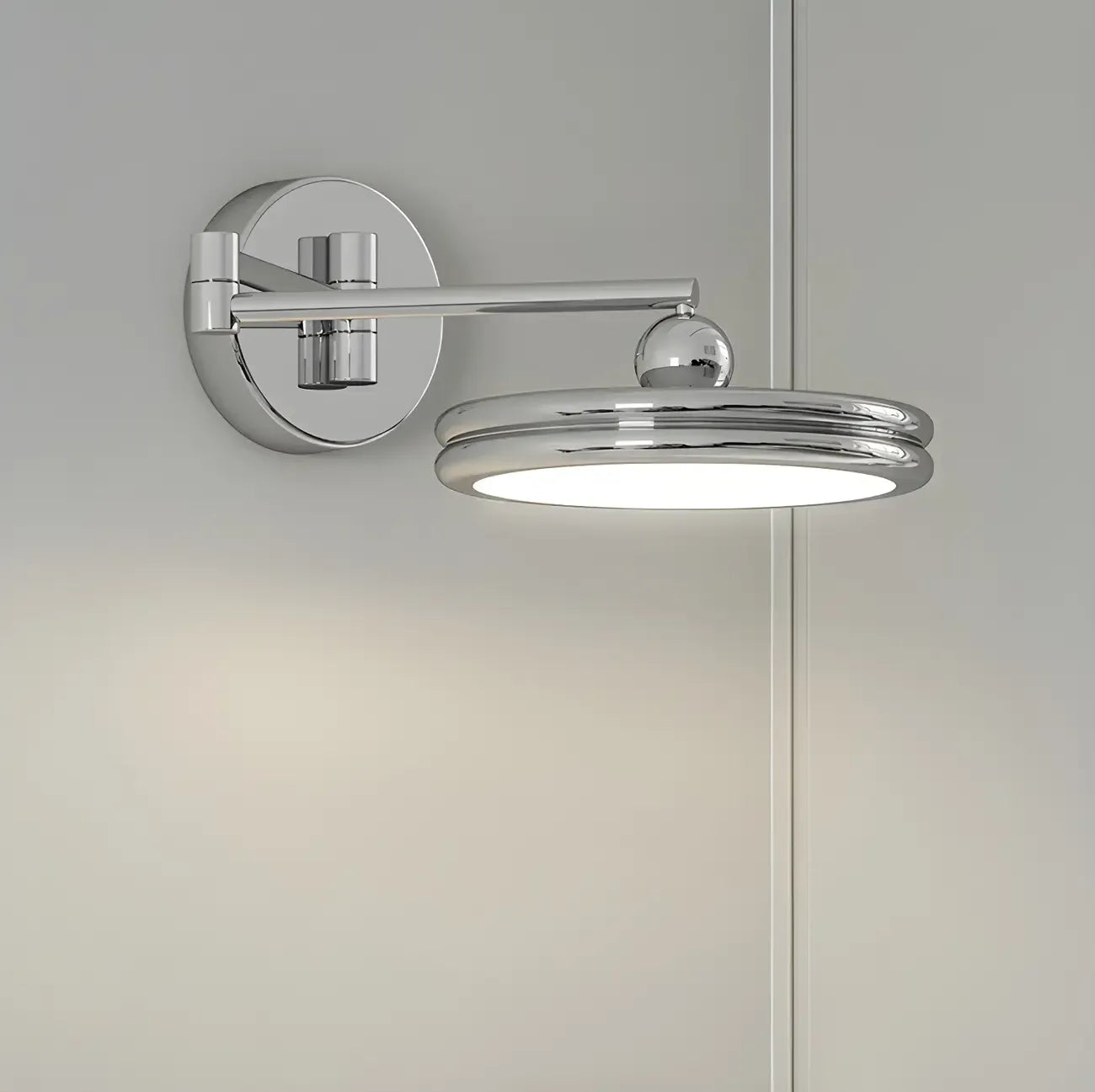 2-Layer Round Swing Arm LED Wall Light Fixture for Bedroom