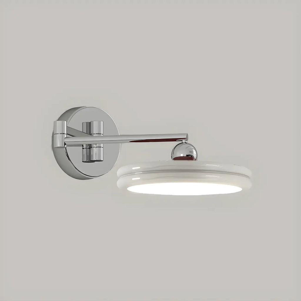 2-Layer Round Swing Arm LED Wall Light Fixture for Bedroom