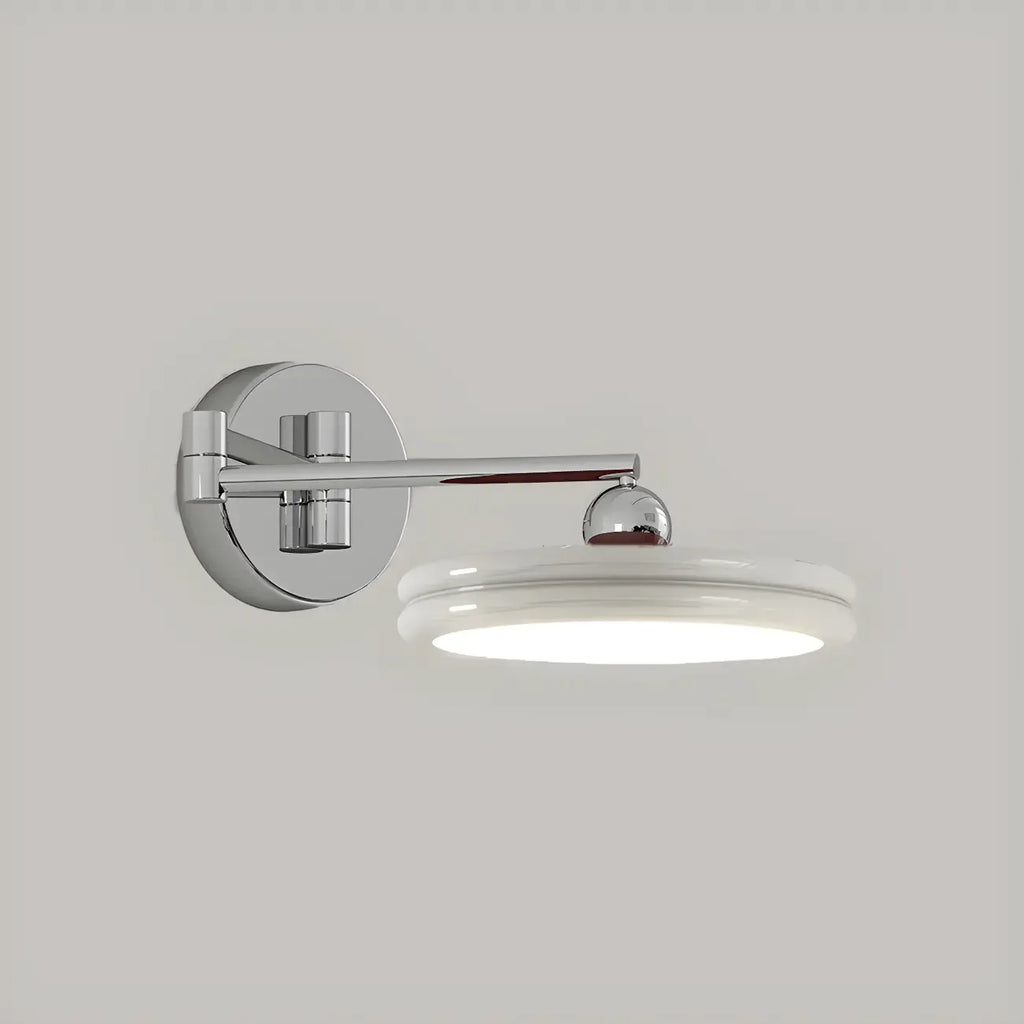 2-Layer Round Swing Arm LED Wall Light Fixture for Bedroom