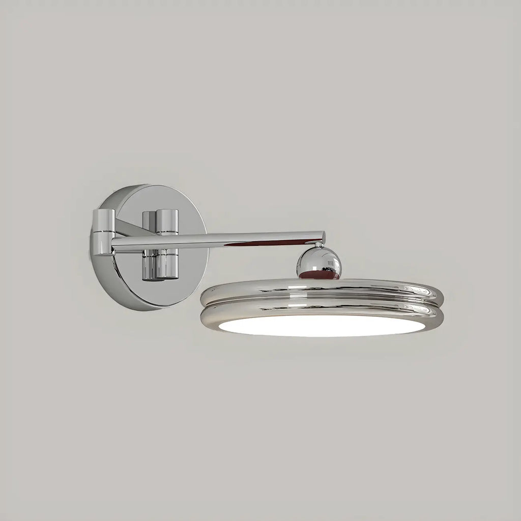 2-Layer Round Swing Arm LED Wall Light Fixture for Bedroom