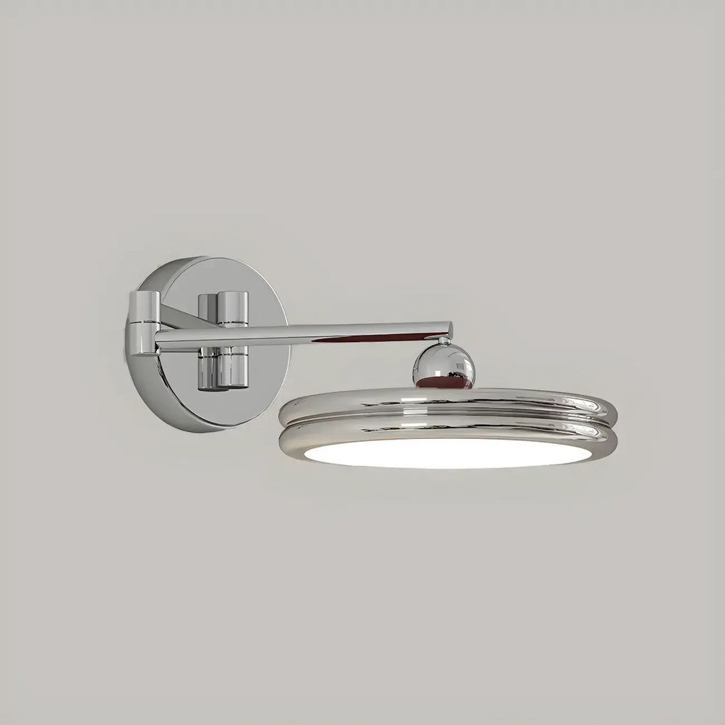 2-Layer Round Swing Arm LED Wall Light Fixture for Bedroom