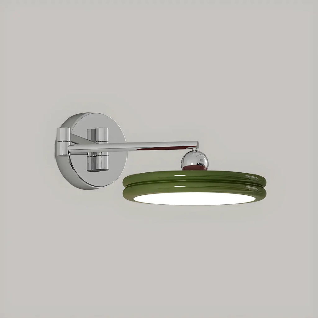 2-Layer Round Swing Arm LED Wall Light Fixture for Bedroom