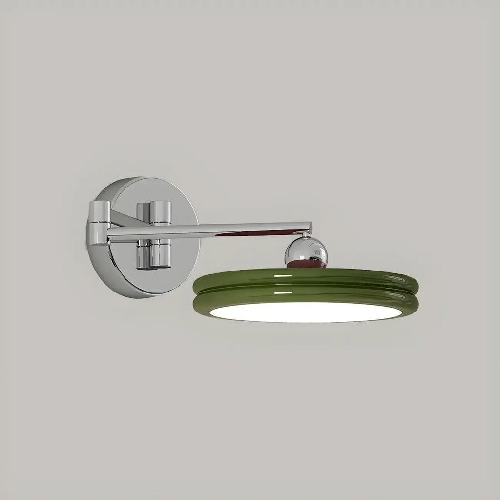 2-Layer Round Swing Arm LED Wall Light Fixture for Bedroom