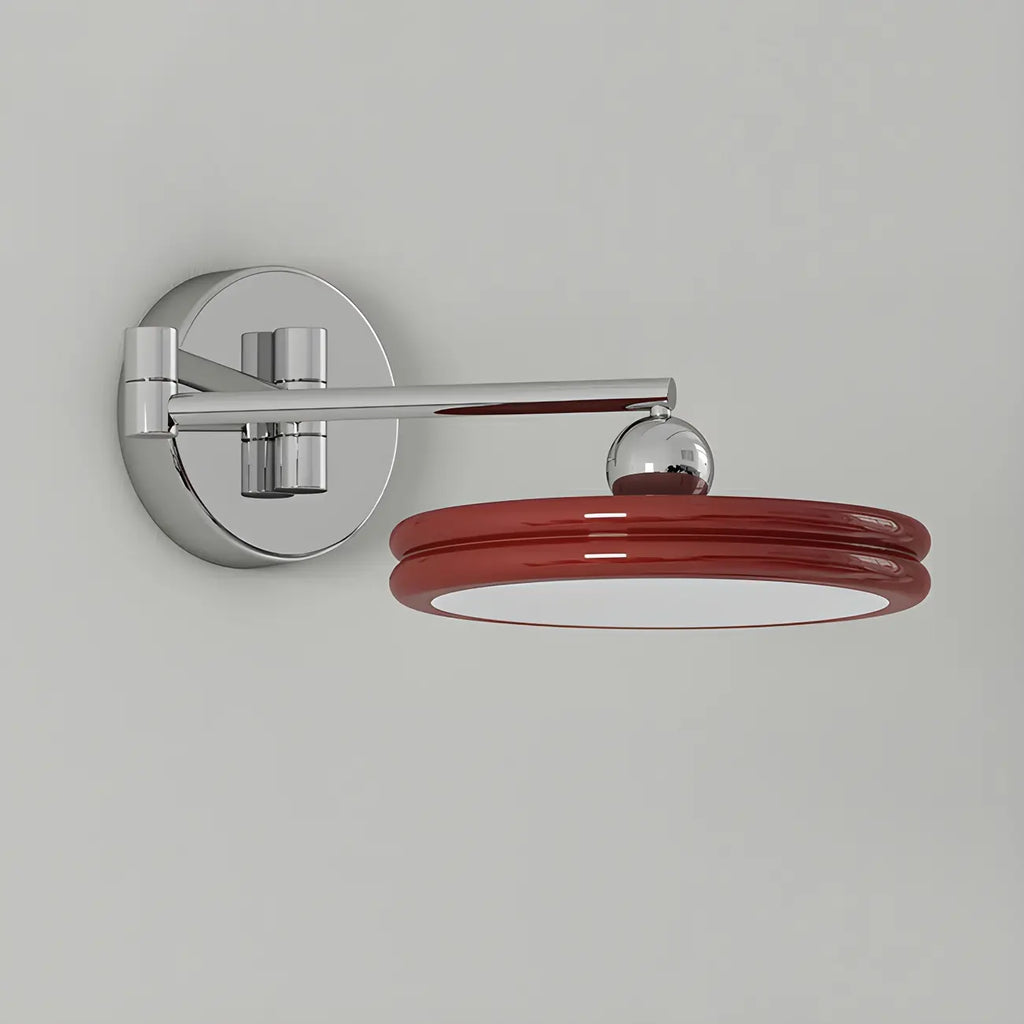 2-Layer Round Swing Arm LED Wall Light Fixture for Bedroom