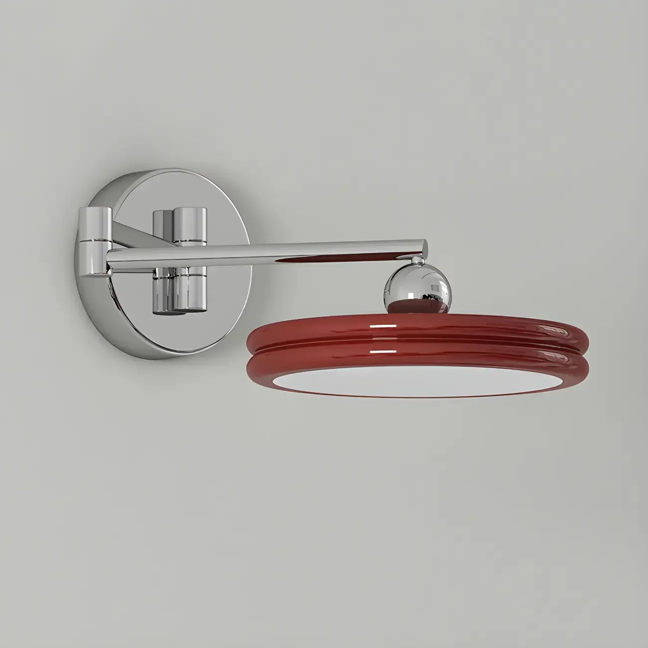 2-Layer Round Swing Arm LED Wall Light Fixture for Bedroom