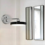 2-Layer Round Swing Arm LED Wall Light Fixture for Bedroom