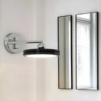 2-Layer Round Swing Arm LED Wall Light Fixture for Bedroom