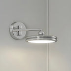 2-Layer Round Swing Arm LED Wall Light Fixture for Bedroom