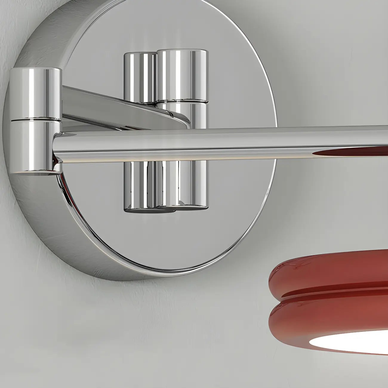 2-Layer Round Swing Arm LED Wall Light Fixture for Bedroom
