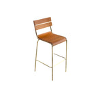 Durable Steel Frame Comfortable Brown Wood Back Bar Stool