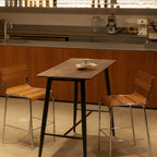 Durable Steel Frame Comfortable Brown Wood Back Bar Stool