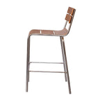 Durable Steel Frame Comfortable Brown Wood Back Bar Stool
