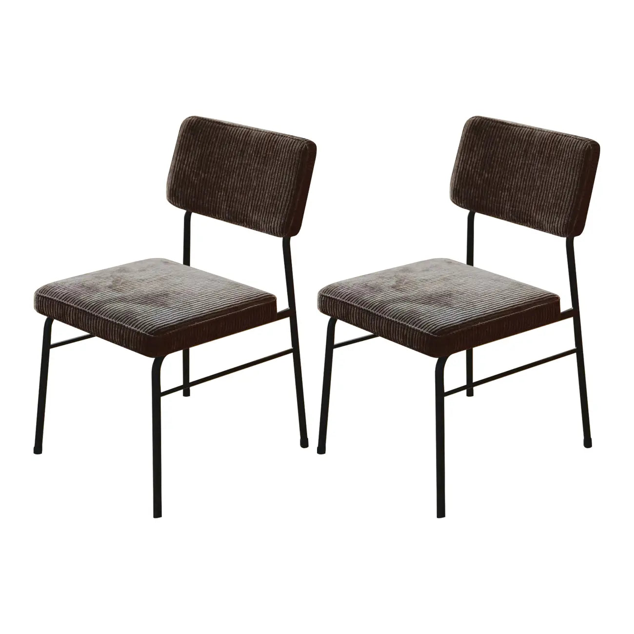 Mid-Century Modern Corduroy Armless Dining Chairs Set of 2