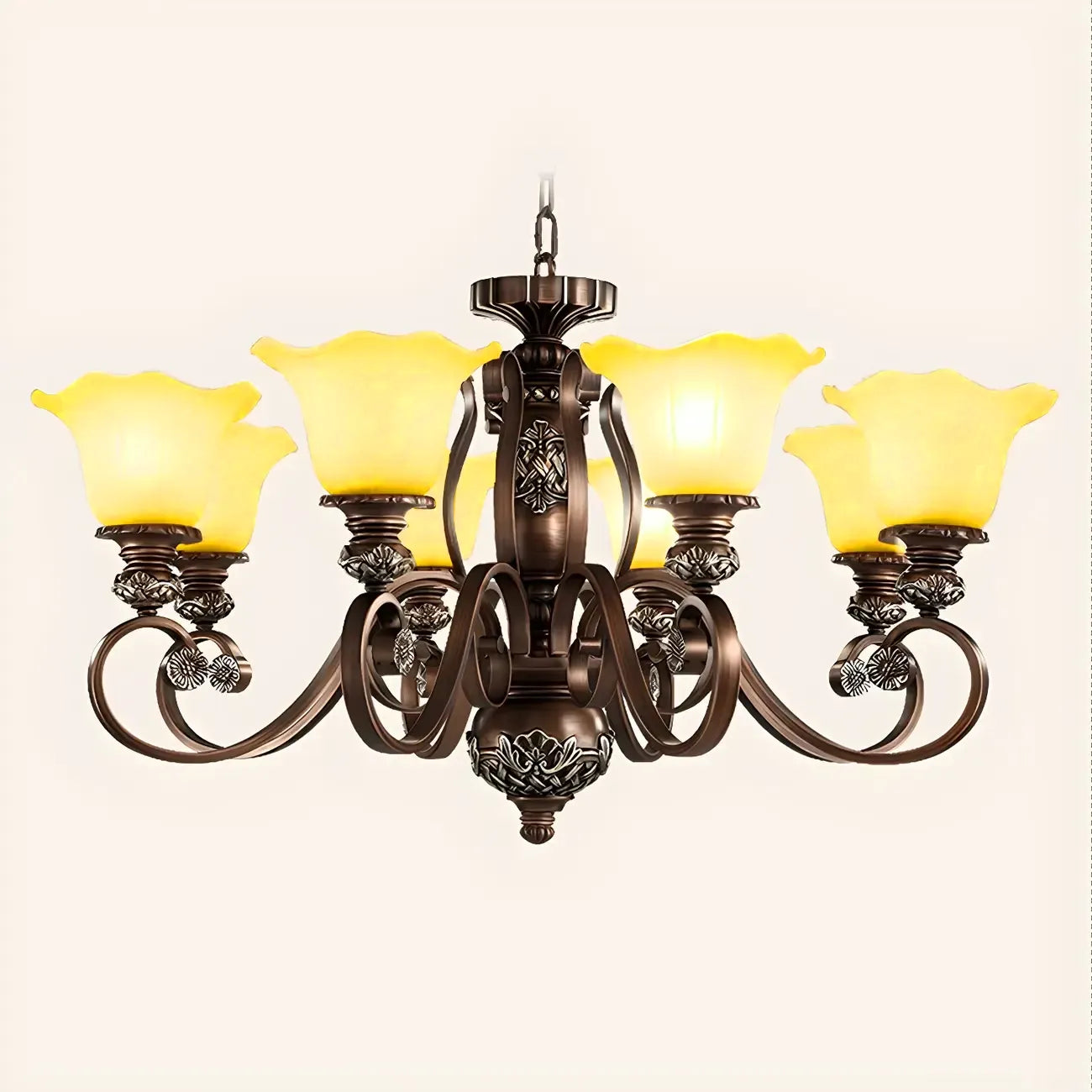 Brown Floral Metal Vintage Chandelier Classic Design