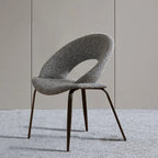 Mid Century Modern Linen Dining Chair with Steel Legs