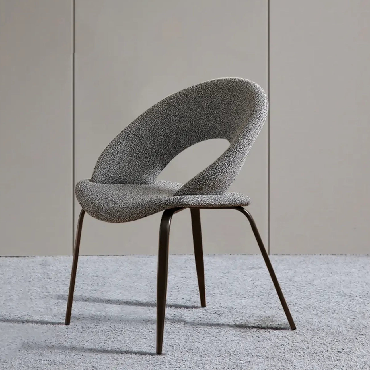 Mid Century Modern Linen Dining Chair with Steel Legs
