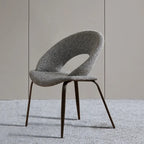 Mid Century Modern Linen Dining Chair with Steel Legs