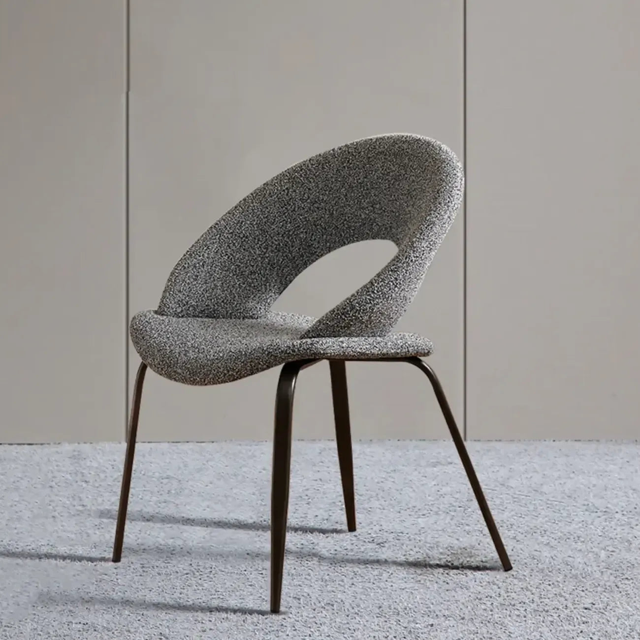 Mid Century Modern Linen Dining Chair with Steel Legs