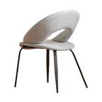 Mid Century Modern Linen Dining Chair with Steel Legs
