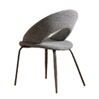 Mid Century Modern Linen Dining Chair with Steel Legs