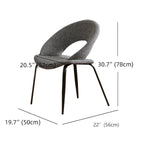 Mid Century Modern Linen Dining Chair with Steel Legs