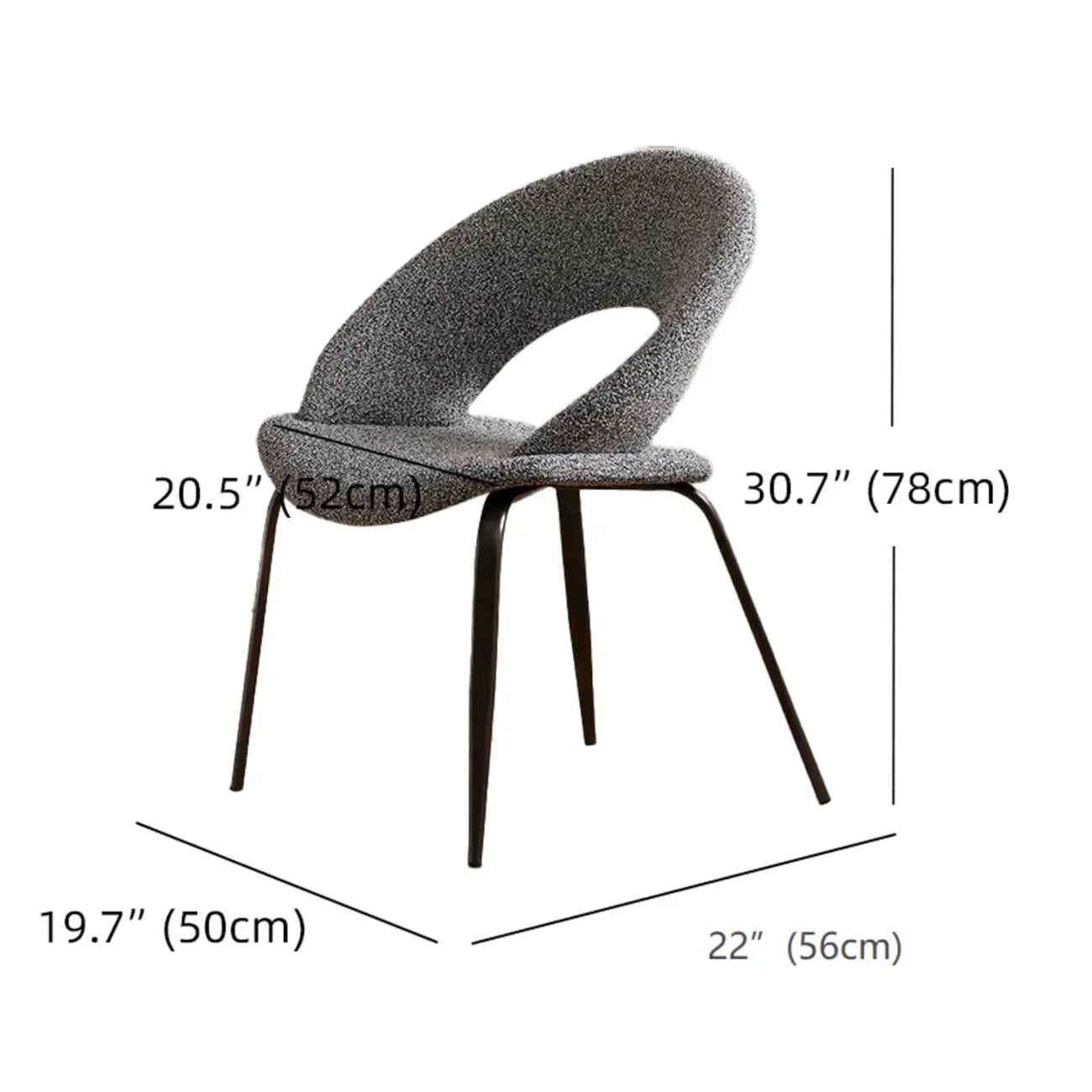 Mid Century Modern Linen Dining Chair with Steel Legs