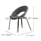 Mid Century Modern Linen Dining Chair with Steel Legs