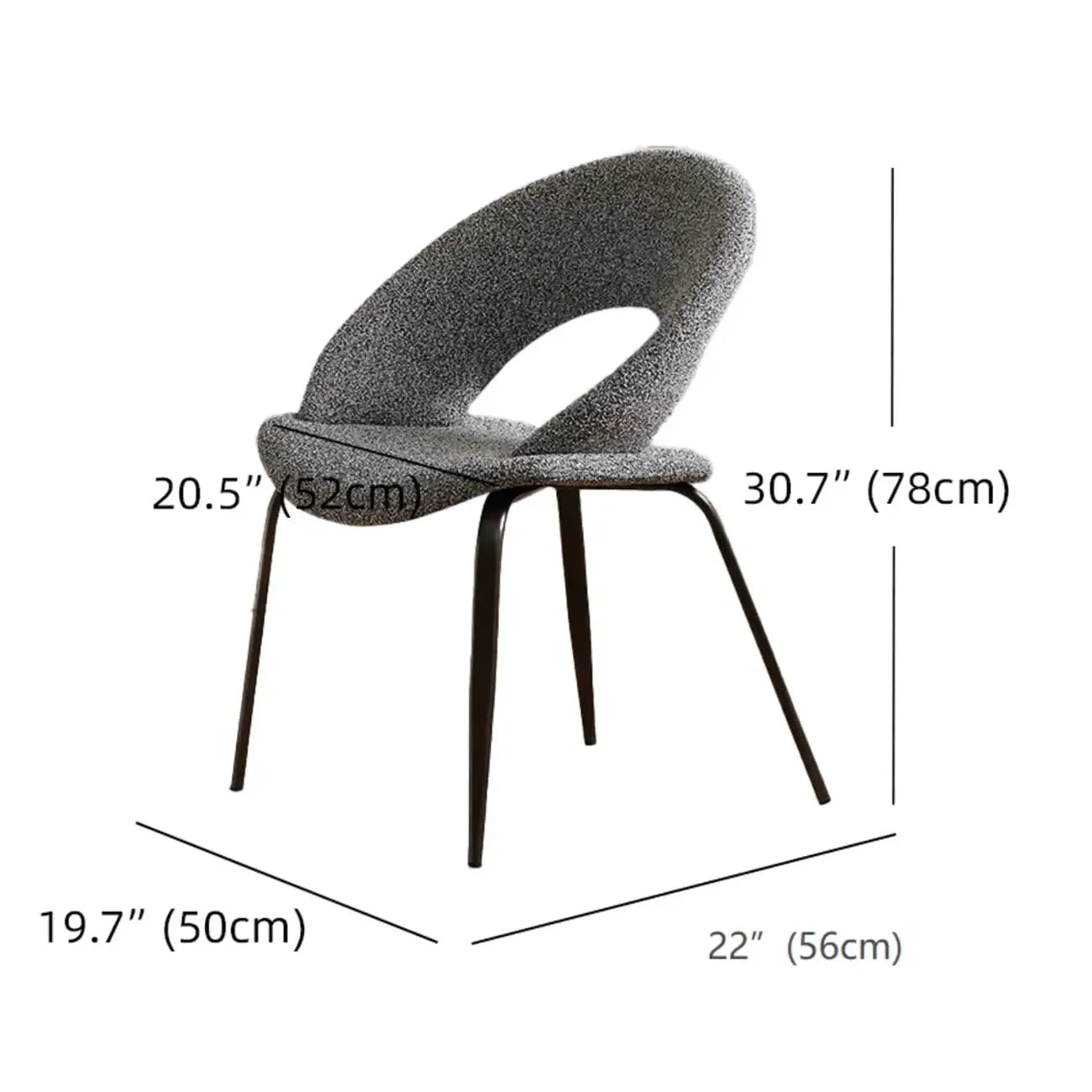 Mid Century Modern Linen Dining Chair with Steel Legs