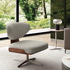 Modern Linen Swivel Accent Chair with Metal Base