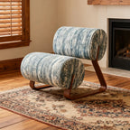 Mid-Century Modern Sherpa Armless Accent Chair with Metal Base