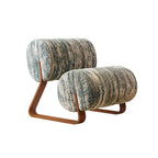Mid-Century Modern Sherpa Armless Accent Chair with Metal Base