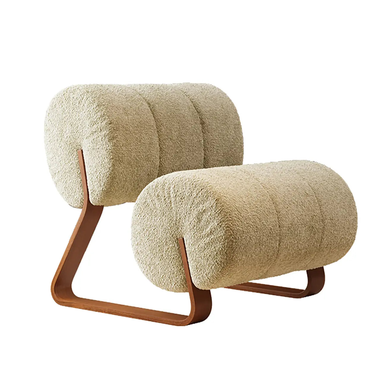 Mid-Century Modern Sherpa Armless Accent Chair with Metal Base
