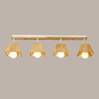 4-Light Wood Fixed Track Lighting Modern LED Adjustable Head
