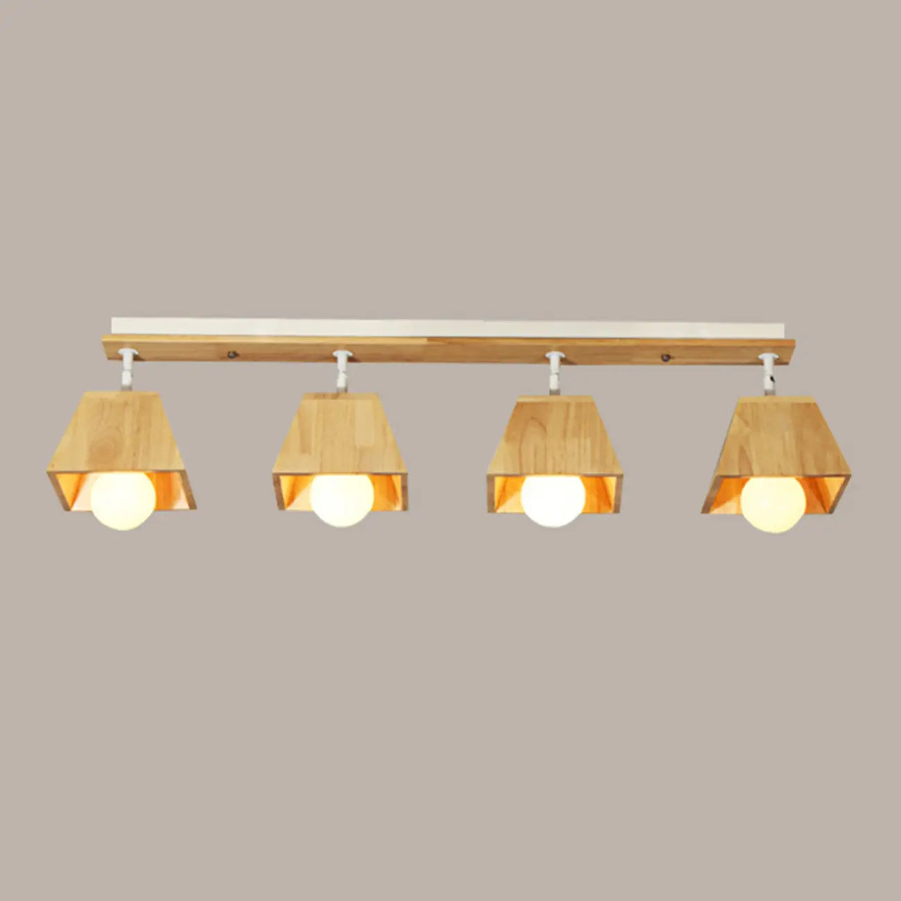 4-Light Wood Fixed Track Lighting Modern LED Adjustable Head