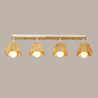 4-Light Wood Fixed Track Lighting Modern LED Adjustable Head