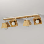 4-Light Wood Fixed Track Lighting Modern LED Adjustable Head