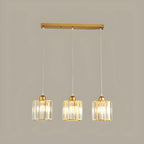 3-Light Gold Crystal Geometric Island Pendant Light for Kitchen