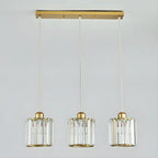 3-Light Gold Crystal Geometric Island Pendant Light for Kitchen