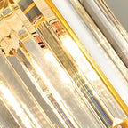 3-Light Gold Crystal Geometric Island Pendant Light for Kitchen