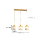 3-Light Gold Crystal Geometric Island Pendant Light for Kitchen