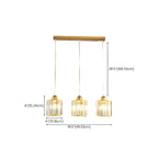 3-Light Gold Crystal Geometric Island Pendant Light for Kitchen