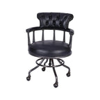 Black Chesterfield Office Chair in Antique Leather
