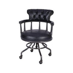 Black Chesterfield Office Chair in Antique Leather